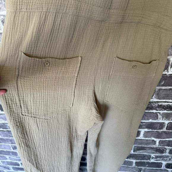 NWT Overlover LA sage green grey gauze cotton oversized utility jumpsuit - Picture 10 of 11